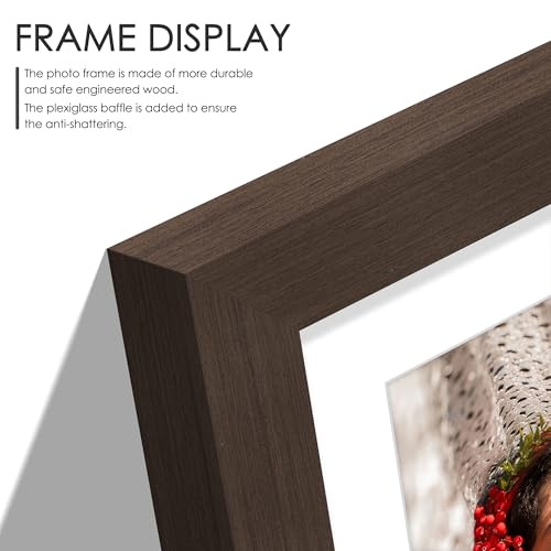 Image of DUENPY 14x32 Picture Frame 4x6 Collage Picture Frame Displays Fifteen 4x6 inch Photos Collage Wall Decor Wall Hanging Walnut