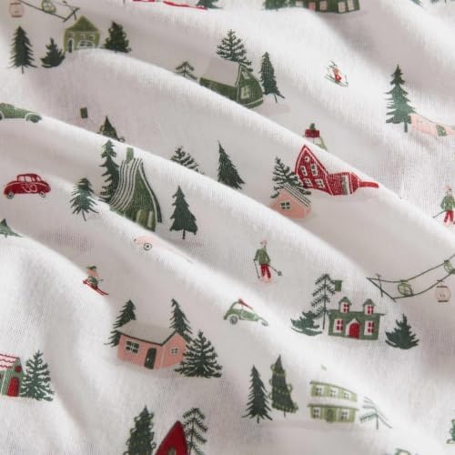 Image of Martha Stewart - Flannel Sheets King Size, Anti-Pilling & Wrinkle Resistant Cotton, Touchably Soft for All-Season Comfort - Bed Sheets with Matching Pillowcases & Fitted Sheet (Ski Village Green)