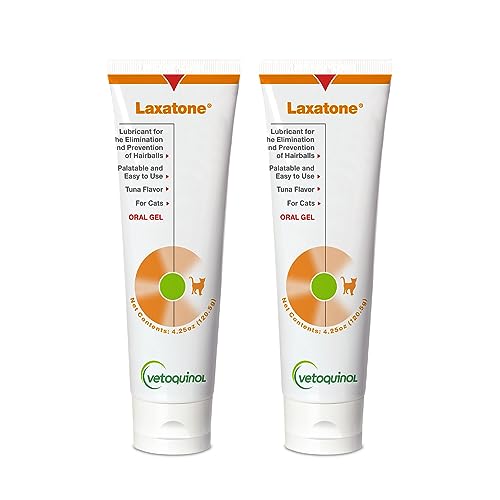 Vetoquinol Laxatone: Oral Hairball Lubricant Gel for Cats Tuna-Flavored 4.25oz (2 Pack)