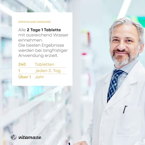 Vitamin D3 2000 IE hochdosiert, Vorrat für über 1 Jahr, 50 mcg reines Cholecalciferol pro 2-Tagesdosis, Sonnenvitamin für Knochen und Immunsystem, Made in Germany