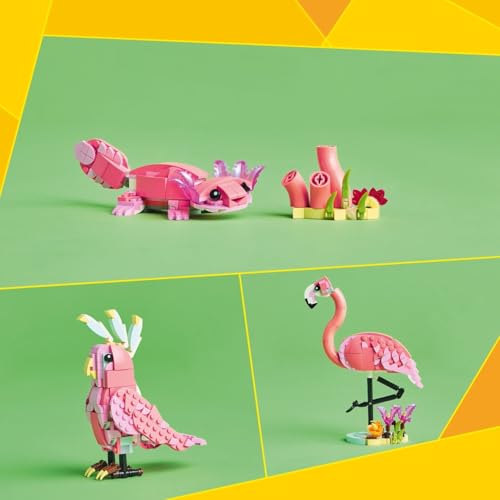 LEGO Creator 3 in 1 Wild Animals: Pink Flamingo Animal Building Toy - Playset with 3 Build Options, Pink Flamingo, Cockatoo, or Axolotl - Learning Toy for Kids, Ages 8+ - 31170 - image 2