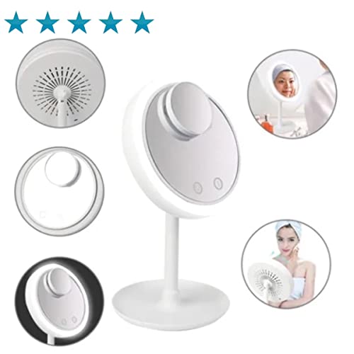 ESPELHO LED MAQUIAGEM MAKE VENTILADOR TOUCH BRANCO FT-26