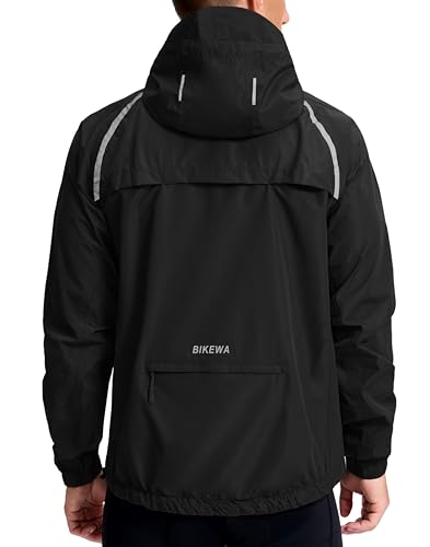 Image of Bikewa Men's Cycling Rain Jackets Waterproof Running Bike Windbreaker Lightweight Packable Hooded Jacket