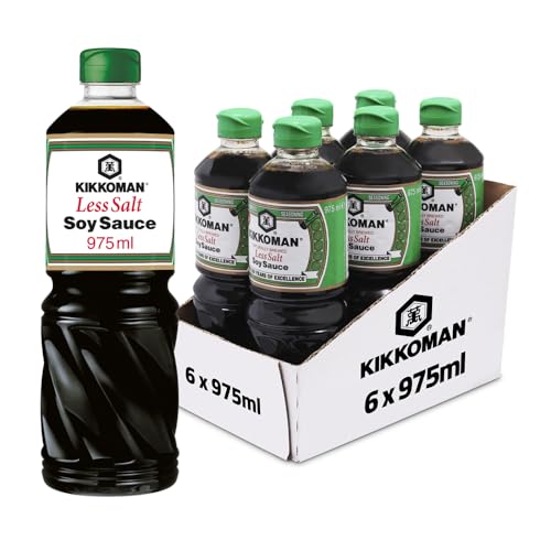 Kikkoman Less Salt Soy Sauce 1 Litre (Pack of 6)