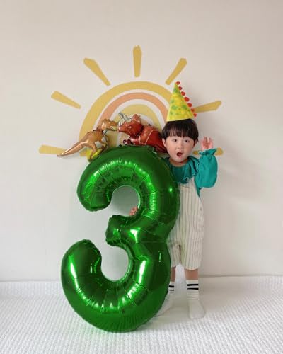 Image of Dark Green Number 3 Balloon 40 Inch, 3rd Birthday Celebration Supplies Women Men, 3 Balloon for Theme Party