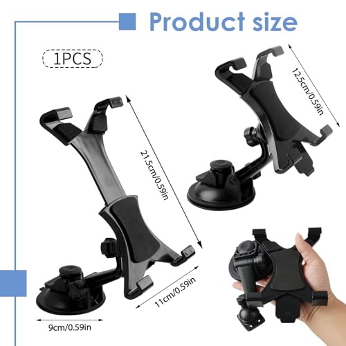 Qaum Tablet Holder with Suction Cup for Car Dashboard Windshield Sat Nav Suction Tablets Cars Stand 360° Rotate Adjustable Mount 7"- 11" Universal For iPad iPhone Samsung Galaxy