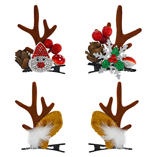 2 Pares de Pinzas para el Pelo de Navidad con Cuernos de Reno, Clips de Cocodrilo con Orejas de Ciervo, Accesorios para Mujeres miniatura 1