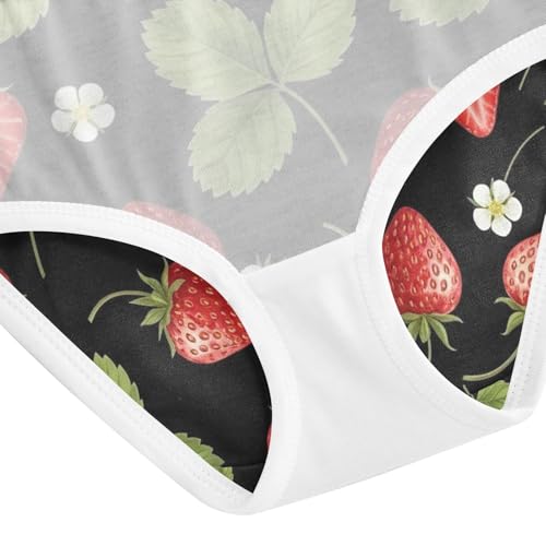 Underwear Girls, Red Strawberries Green Leaves Toddler Girl Panties, Cotton Underwear Girls, 2T–8 Years4