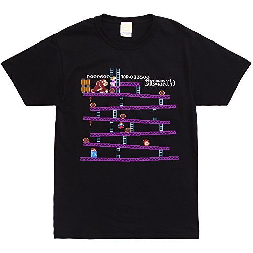 T-Shirt Nintendo Kong Homme en Coton Noir Col Rond