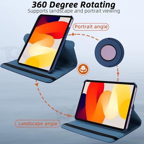 Image of TGK Rotating Cover for Redmi Pad SE 11 inch 360 Degree Leather Flip Case (Dark Blue)