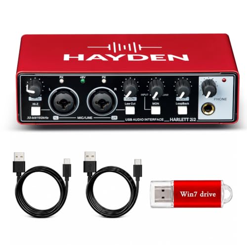 Image of HAYDEN HARLETT 2i2 3rd Gen USB Audio Interface, 2-In 2-Out Recording Sound Card, 32-Bit /192kHz, 48V Phantom Power, XLR /TRS Combo Inputs, Studio Audio for Guitar, Vocals, Podcast & Streaming