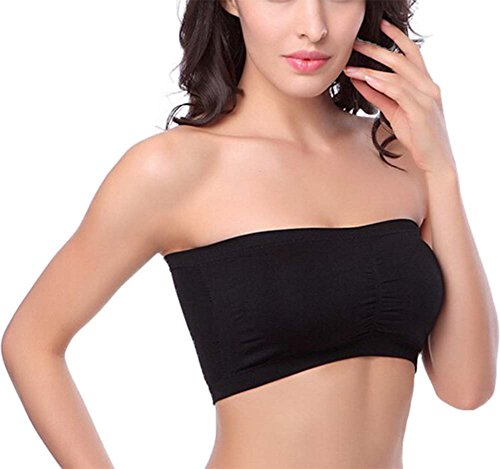 HOEREV, reggiseno a fascia, con imbottitura rimovibile, senza cuciture Black S