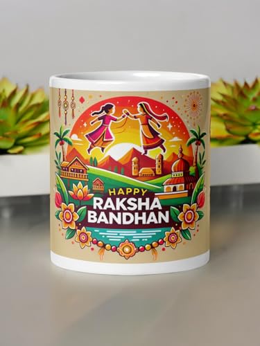Image of Better Gift Flowers Happy Rakshabandhan Traditional Design Customized Mug, Round Shaped Multicolor Themed Coffee Mugs, Mug for Gifting, Gifting Items for Family, Friends & Closed Ones