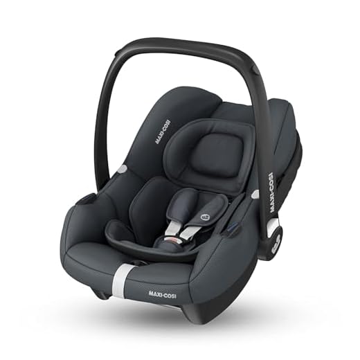 Maxi-Cosi CabrioFix i-Size, Babyschale, 0–12 Monate, max. 12 kg, leichter i-Size Kindersitz (3,2 kg), Sonnenverdeck, gepolsterter Sitz, für viele Maxi-Cosi Kinderwagen, Essential Graphite