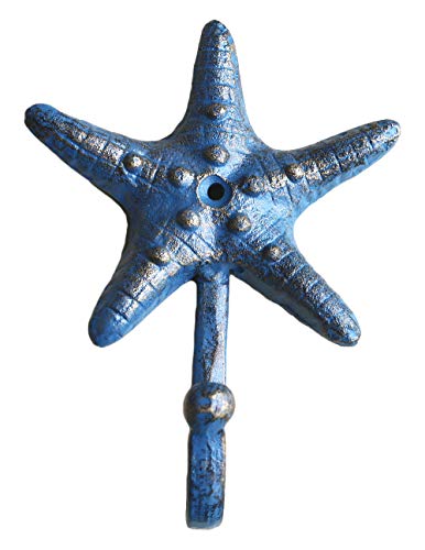 Decorative Cast Iron Starfish Hook, Rustic Metal Towel Hanger with Screw and Anchor