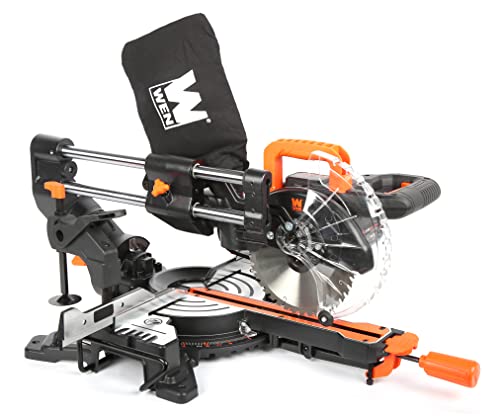 WEN MM0713 9.5-Amp 7.25-Inch Single Bevel Compact Sliding Compound Miter Saw with LED Cutline Guide, Black thumbnail 3