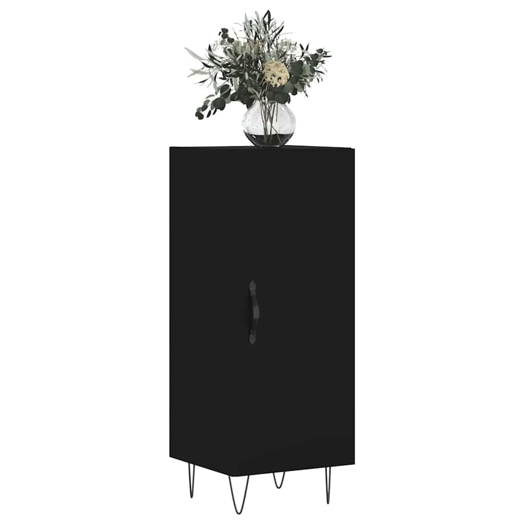 Sideboard Schwarz 34,5x34x90 cm Holzwerkstoff mit viel Stauraum für Wohnzimmer Esszimmer Flur und Büro, platzsparende Konsole mit Türen und Schubladen für Ordnung