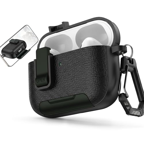 Image of for Leather AirPods Pro 3 Case 2025 | Cute iPod Air Pods Pro 3 Case with Magnetic Lock | with Phone Holder & Keychain | Airpods 3 Pro Cases for Man Women(Model A2700 /A2931)(Green Black)