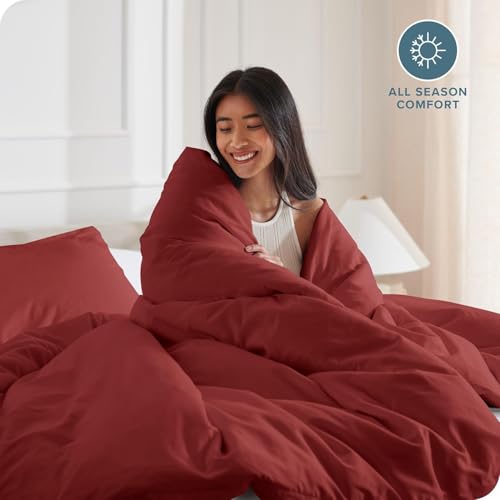 Image of Viewstar Premium Cotton Duvet Cover, King Size 91x101 Inches, 300 Thread Count, Ultra-Soft, Wrinkle-Free, Cotton-Quilt /Comforter Zipper Cover (Maroon)