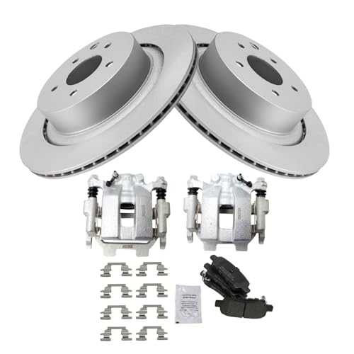 Image of TRQ Rear Brake Pad and Rotor Set Semi Metallic Coated Rotors Calipers | For 2011-2013 Infiniti G37