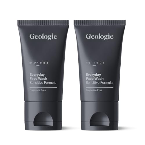 Geologie Daily Face Wash for Sensitive Skin | Fragrance-Free Facial Cleanser for Men & Women | Acne & Oil Control | Non-irritating, Gentle Cleansing & Soothing Face Wash | 2-Pack