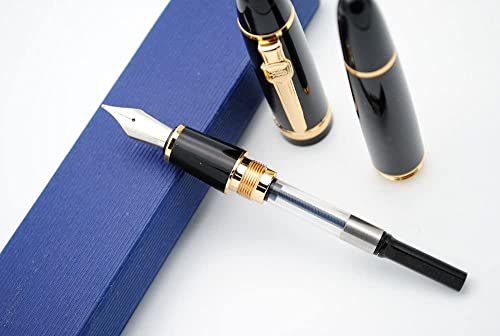 Image of Levin 159 Black Golden Trim Fountain Pen Medium Nib With Ink Convertor.
