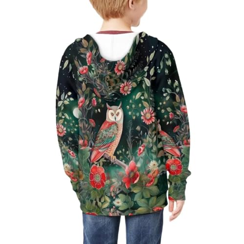 Kids Animals Print Full Zipper Hoodies Warm Hooded Sweatshirt With Pocket for Boys Girls 6-16 Years4