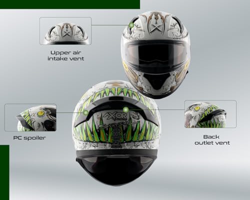 Image of Axor Apex Seadevil ISI ECE DOT Certified Full Face Dual Visor Helmet for Men and Women with Pinlock Fitted Outer Clear Visor and Inner Smoke Sun Visor White Gold(L)