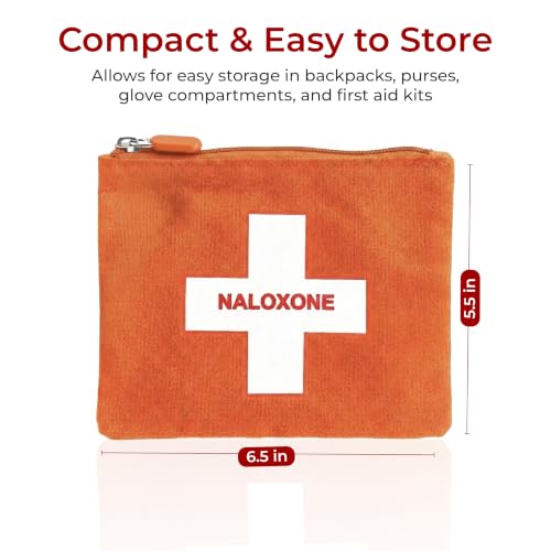 Image of 10 PACK Naloxone Overdose Kit Bag - Compact Canvas Pouch for Naloxone Nasal Spray & Opioid Emergency Response - Holds 2 Naloxone Sprays & Accessories - Naloxone Not Included (Orange, 10 Units)