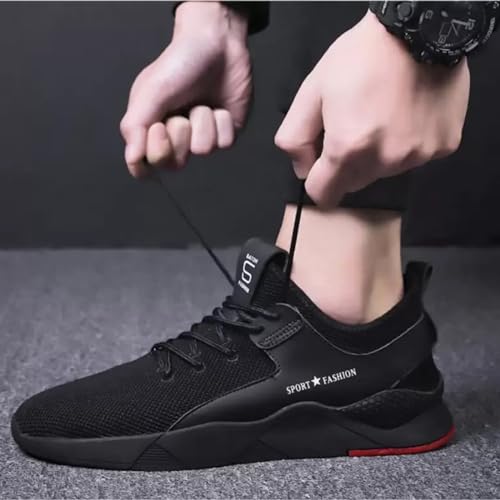 Image of Generic Men's Sports Walking Gym Shoes, Black, Size 9 UK