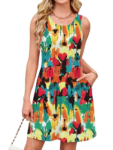 Image of Kikibell Sundress Sleeveless Tank Dress Womens Boho Summer Dresses Beach Dress Vacation Outfits Coverup L