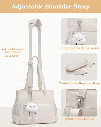 GLENKEY Insulated Lunch Box Lunch Bag Tote - Large Leakproof Cooler Bags for Women - Soft Lunchbox for Adults Work Shift Picnic Travel Cream 10L — view 4