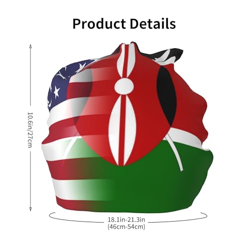 American Flag and Kenyan Flag Children Hip Hop Knitted Hat Kids Elastic Leisure Knit Cap Warm Sleep Beanies Black2