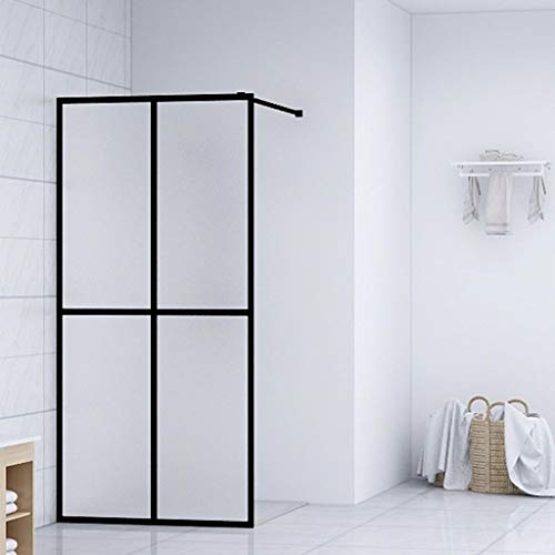 Mampara de ducha walk-in moderna con vidrio templado esmerilado de 0.2 pulgadas, 39.4x76.8 pulgadas, marco de aluminio resistente, pared de ducha de fácil limpieza miniatura 2