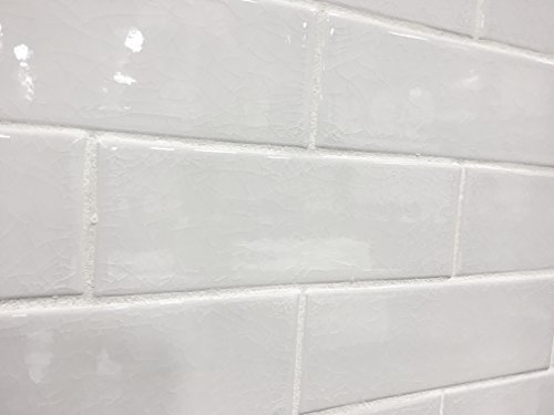 3x9 Vanilla Bean White Crackled Porcelain Tile Wall Backsplash