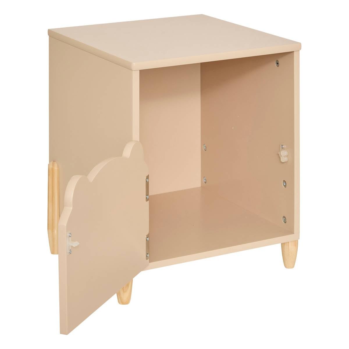 Atmosphera - Table de Chevet Enfant Douceur L 35,5 x H 40 cm, Porte Design Ourson, Pieds en Pin - pour Chambre, Meuble de Rangement