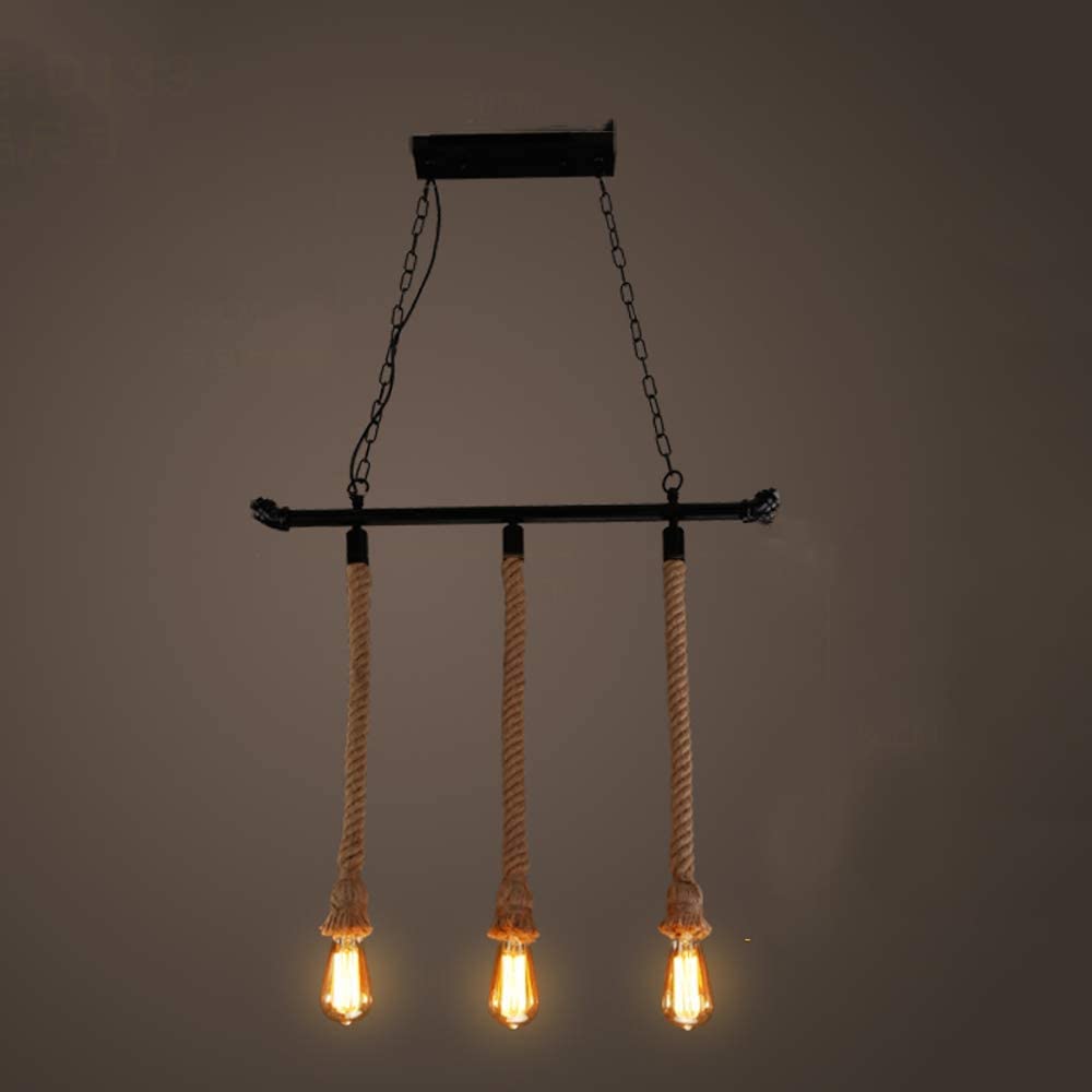 Lustre Suspendu en Corde de Chanvre de Style Européen et Fer Forgé Premium