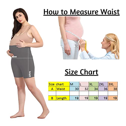 Image of Women's Cotton Maternity Shorts Over The Belly for Pregnant Women for Pre & Post Pregnancy