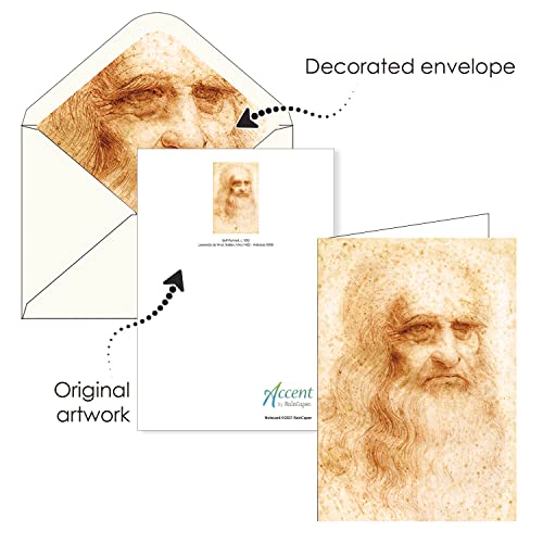 Image of RainCaper Fine Art Keepsake 5x7 Blank Stationery da Vinci Greeting Note Cards With Decorative Envelopes, Gift Boxed Set of 16 | 300 GSM Cardstock (da Vinci Favorites)