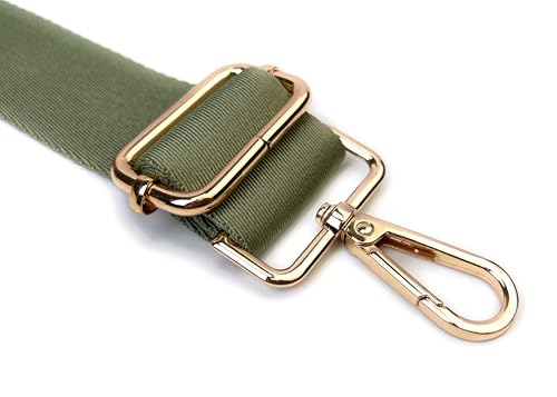 Image of Sage Green Purse Strap with Light Gold Hardware 1-1 /2 Inch Wide Solid Color Replacement Crossbody Guitar Style Shoulder Strap for Handbags Totes