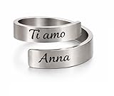 Generico Anello Personalizzato con Incisione – Nome, Frase o Data – Regalo Romantico per Coppia, Lui o Lei – CollanaDream (Versione spessa argento)