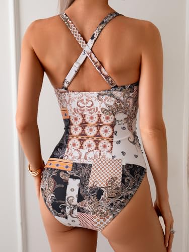 Eomenie One Piece Swimsuit for Women Tummy Control Ruched Bathing Suit V Wire Neck Slimming Swim Suits4