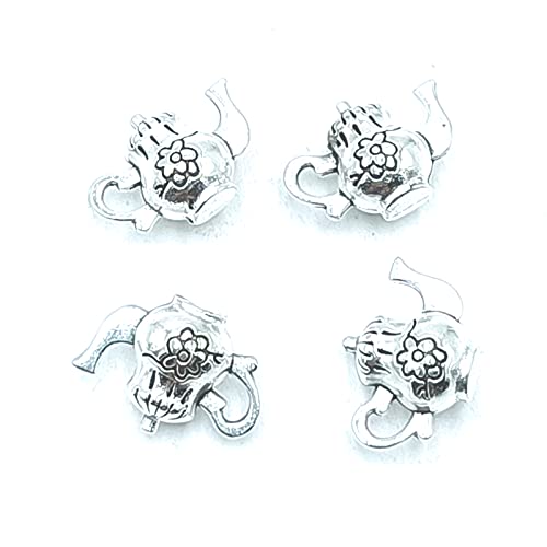 Yoogcorett 24Pcs Cute Charm Tibetan Silver Alloy Vintage Bulk Jewelry Making Kettle Teapot Pendants For Diy Necklace Bracelet Earrings Jewelry Making And Crafting 16 X 12Mm (Ancient Silver) #TOP3
