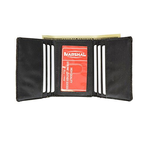 ATB Mens Leather Trifold Wallet Thin Window Clear Pocket Bills Slots Card Case Black4