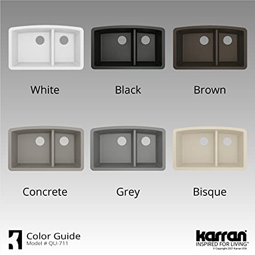 Karran Qu-711 Undermount Quartz Composite 32 In. 60/40 Double Bowl Kitchen Sink Kit In Black #TOP7
