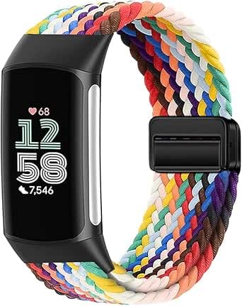 [DQQCQQ] �}�O�l�b�g���҂݃o���h Fitbit Charge 6/Fitbit Charge 5�Ή� ���f�B�[�X �����Y ���߉\ �ʋC�� �����p�x���g �i�C�������[�v ���X�g�o���h �X�|�[�c�X�g���b�v