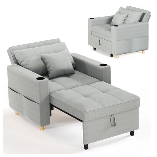 YODOLLA 3-in-1 Single Sleeper Chair Bed with Adjust Backrest Into a Sofa,Lounger Chair, Convertible for Adults, Grey 27 YODOLLA 3-in-1 Single Sleeper Chair Bed with Adjust Backrest Into a Sofa,Lounger Chair, Convertible for Adults, Grey
