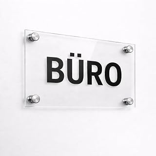 EH Design Türschild Büro 21 x 30 cm Stärke 3 mm Silber | Acrylglas mit klarer Abdeckung, Einleger selbst wechselbar, für Praxis, Kanzlei & Firmenschild, wetterfest, Made in Germany