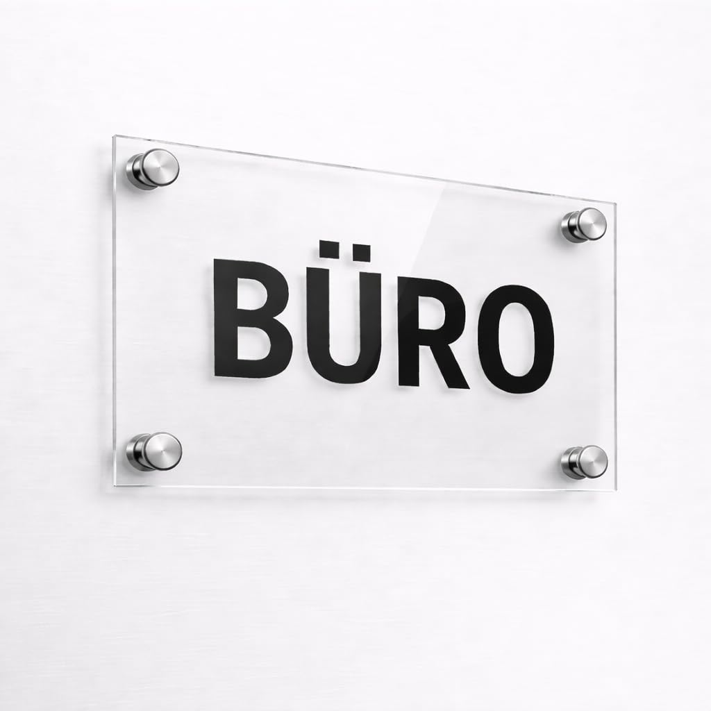 EH Design Türschild/Wandschild aus Acryl I Transparent klare Abdeckung, Büroschild zum selbst beschriften, Infoschild für Wandmontage I inkl. Befestigungsmaterial (300 x 420 mm Silber)