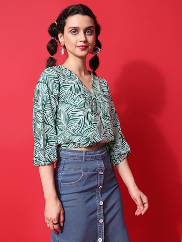 Image of PURVAJA Women's Polyester Floral Relaxed Fit Shirt